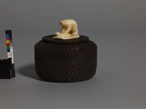 Image of Baleen Basket with Polar Bear Finial and Spade-Shaped Starter Disk